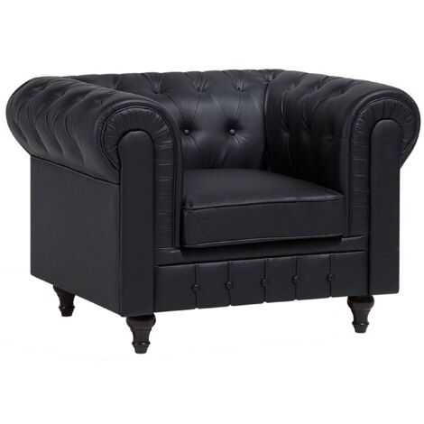 Poltrona vintage in ecopelle nera CHESTERFIELD Chesterfield - Nero