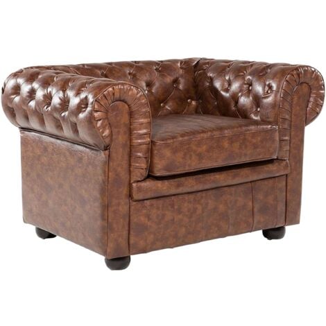 Poltrona Chesterfield In Microfibra - Stile Vintage Con Design Imbottito E Comfort Moderno