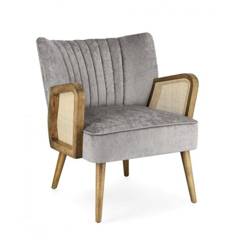Poltrona "Virna" per interno, Struttura In Legno Di Pino E Compensato 64 x 71 x 79h cm -Silver