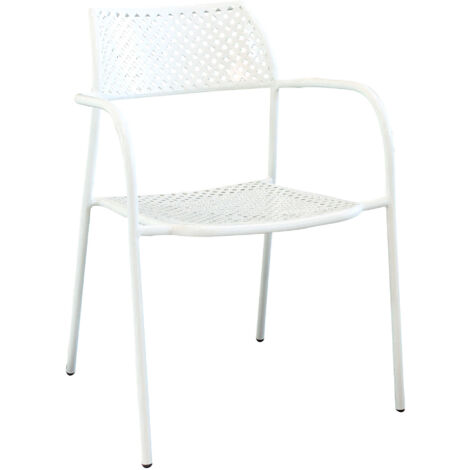 POLTRONA WINDSOR IMPILABILE IN ACCIAIO BIANCO 56 X 56 X H78 CM