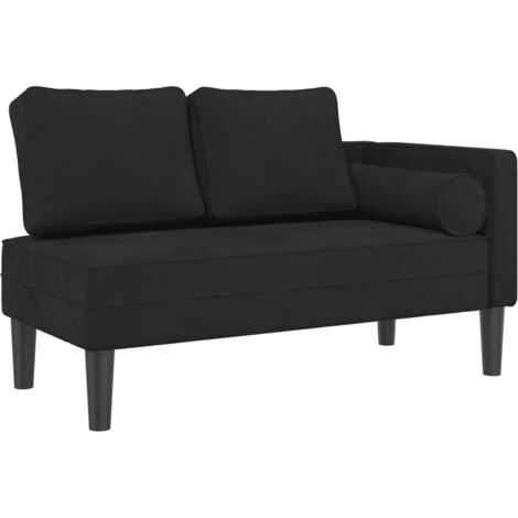 Poltroncina chaise longue per interni con cuscini in velluto nero DEC026092