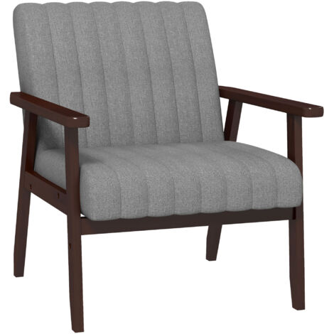 Poltroncina da Camera Moderna Imbottita in Tessuto e  con Cuciture Tubolari, Grigio
