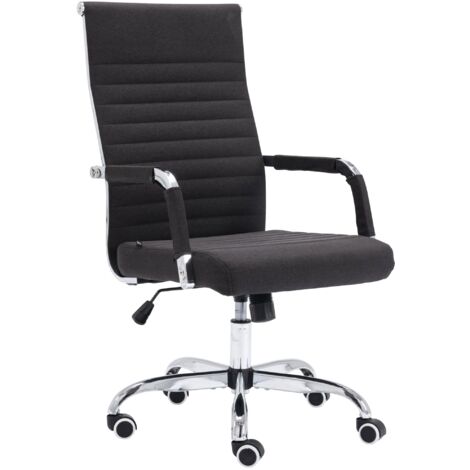 Poltroncina da ufficio su ruote comoda altezza regolabile in tessuto nero struttura in metallo cromato BUR10578