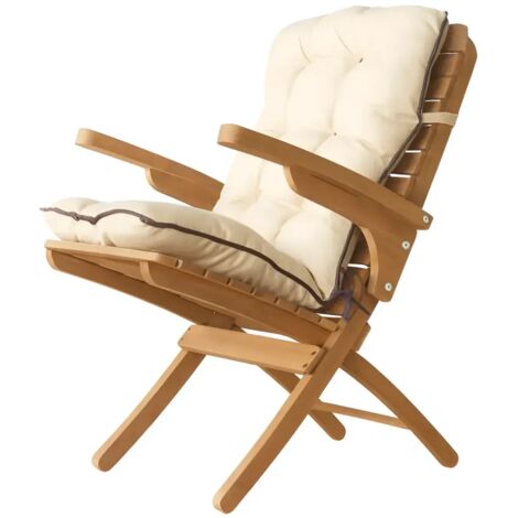 Poltroncina in Legno da Esterno con Cuscino Rimovibile Poltrona Giardino