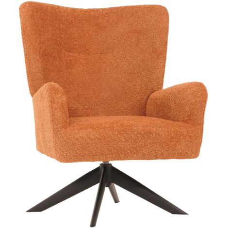 Poltroncina lounge imbottita da cocktail girevole relax terracotta tessuto ciniglia 040006398