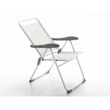 Poltroncina pieghevole Tahiti braccioli struttura alluminio tub. 22 mm bianco
