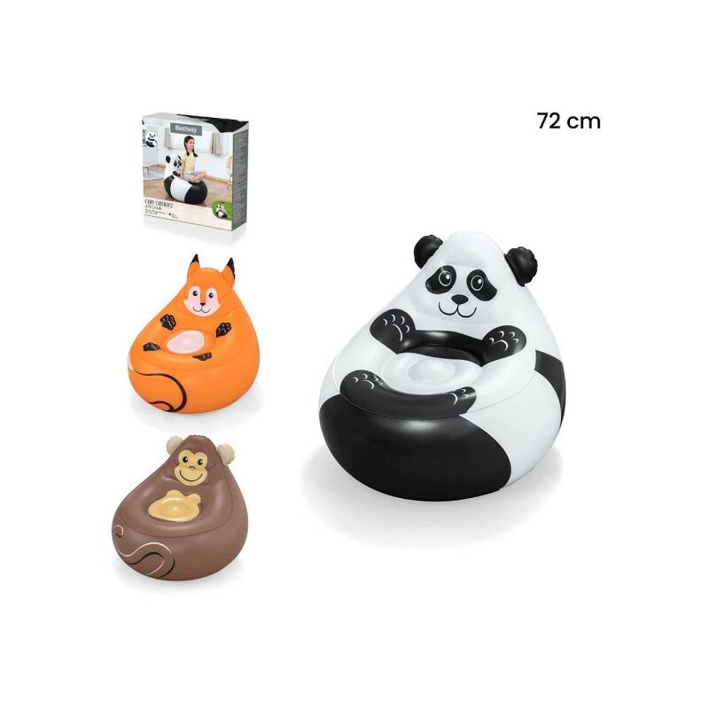 Trade Shop Traesio - Sillón Hinchable Diseño Animales Panda Mono Zorro 72 Cm 75116