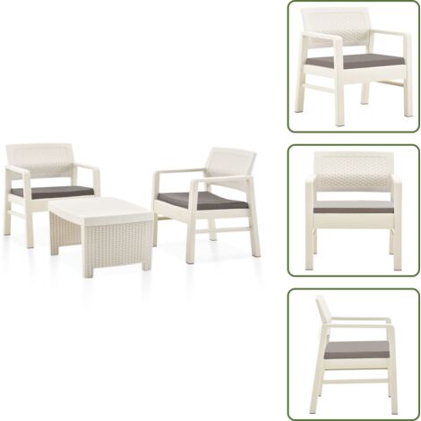 Poltroncine da giardino - vidaXL Set Salotto da Giardino 3 pz in Plastica Bianco - Cuscini da seduta