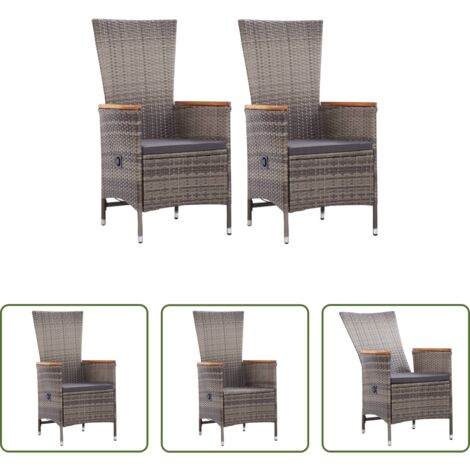 Poltrone da esterno -  Sedie da Esterno 2 pz con Cuscini in Polyrattan Grigio
