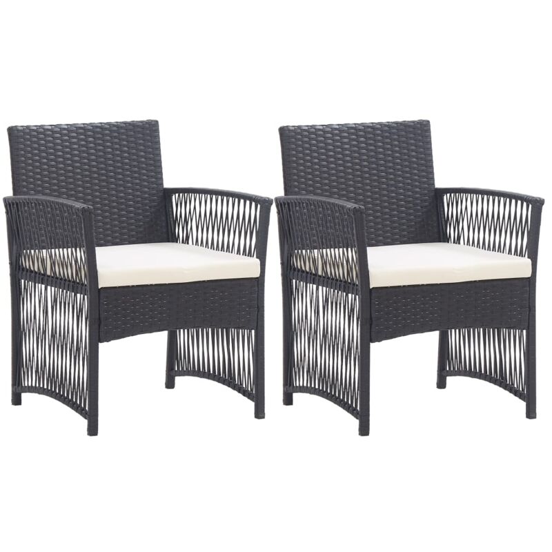 2 pz Poltrone da Giardino, Poltroncina Lounge con Cuscini Nere in Polyrattan Vidaxl