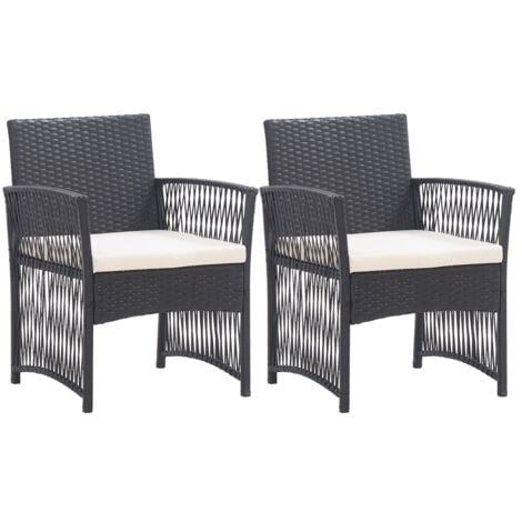 Set di 2 Sedie da Giardino Sedie Poltrona da Esterno Nere 48x62x84 cm  Rattan PE ITD66398