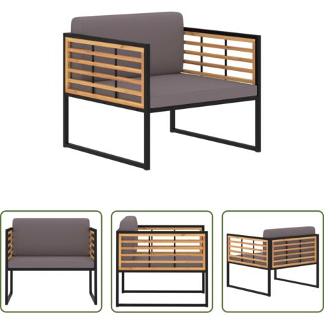 Poltrone da giardino -  Sedie da Giardino con Cuscini 2 pz in Legno Acacia Grigio Scuro