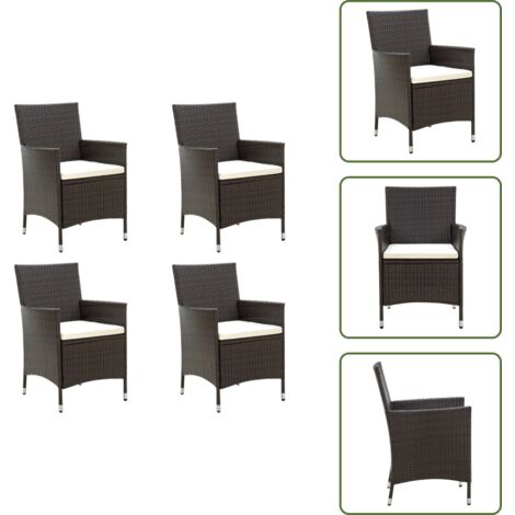Poltrone da giardino - vidaXL Sedie da Giardino 4 pz con Cuscini in Polyrattan Marrone - Sedie con cuscino