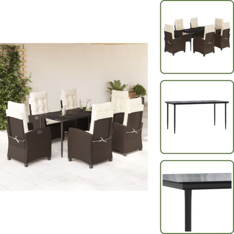 Poltrone da giardino - vidaXL Set da Pranzo da Giardino 7pz con Cuscini in Polyrattan Marrone - Mobili da esterno