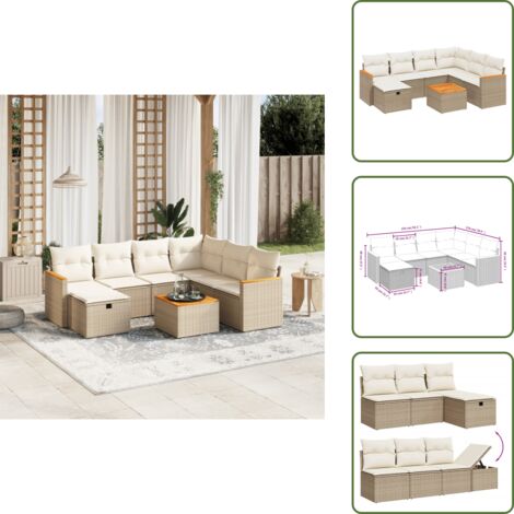 Poltrone da giardino - vidaXL Set Divano da Giardino 8 pz con Cuscini Beige in Polyrattan - Tavolo da giardino