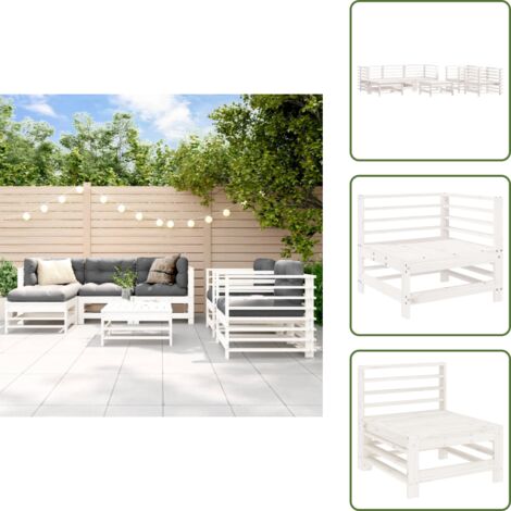 Poltrone da giardino - vidaXL Set Salotto da Giardino 7 pz Bianco in Legno Massello di Pino - Poggiapiedi da giardino