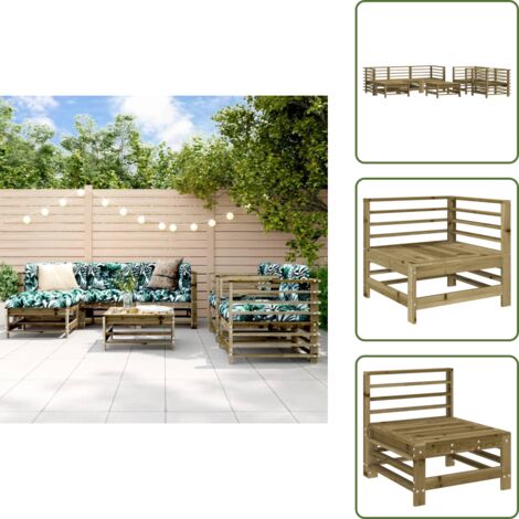Poltrone da giardino - vidaXL Set Salotto da Giardino 7 pz in Legno Impregnato di Pino - Poggiapiedi da giardino