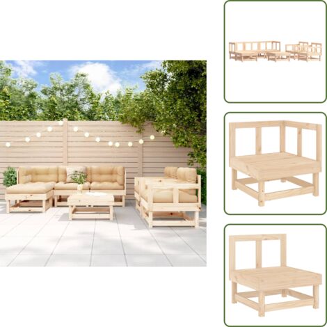 Poltrone da giardino - vidaXL Set Salotto da Giardino 7 pz in Legno Massello di Pino - Poggiapiedi da giardino