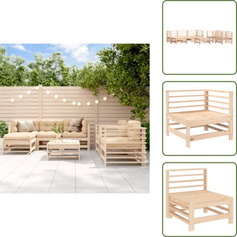 Poltrone da giardino - vidaXL Set Salotto da Giardino 7 pz in Legno Massello di Pino - Poggiapiedi da giardino