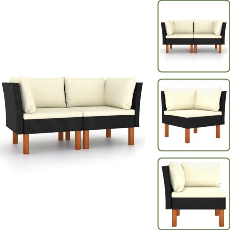 Poltrone in rattan - vidaXL Poltrone Angolari 2 pz Polyrattan e Legno Massello di Eucalipto - Poltrone in acciaio