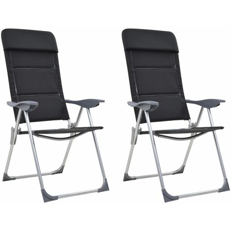 Poltrone moderno,Sedie Relax da Campeggio 2 pz in Alluminio Nero 58x69x111 cm -EBV27807