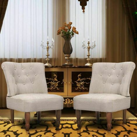 Poltrone Sedie Francesi in Stoffa Color Crema Set 2 pz