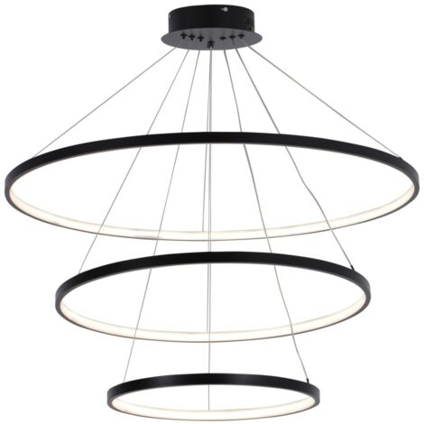 Polux LEA lampada sospesa LED 60W 3 anelli nera Ø80