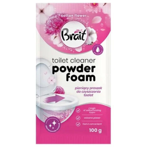 Polvo limpiador de inodoros espumoso BRAIT Volcano con aroma a flor de algodón 100 g