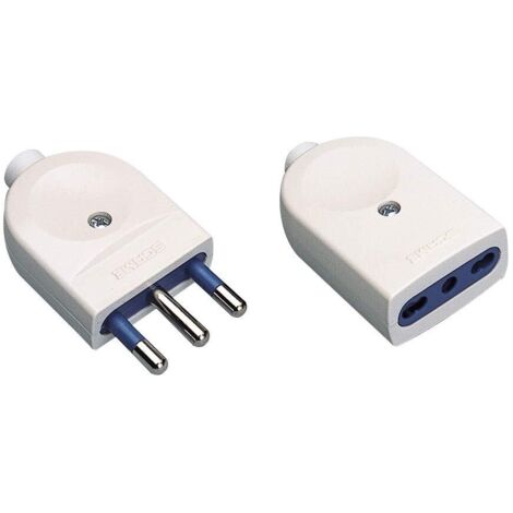 Poly Pool PP0443Q Kit Spina Grande 16 a e Presa Bivalente Bipasso, 2 Pezzi, Bianco, Set di 2 Pezzi