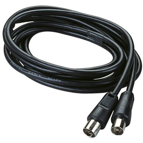 Poly Pool PP0620 Cavetto Coassiale TV DVD Videoregistratore Spina e Presa 95 mm 2 metri Nero