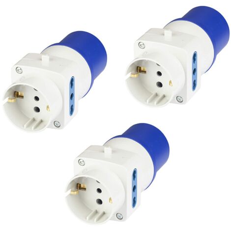Poly Pool PP0642.3 Kit 3 Adattatori Industriali Triplo CEE 3 Poli Spina IEC309 Grande 16A, 2 Prese Standard Italiano Bivalenti e 1 Presa Civile Standard, 3 Pezzi