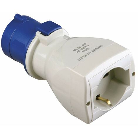 POLY POOL, PP0648X Adattatore CEE 3 Poli con Spina IEC309 Grande 16A e Presa Civile Schuko P40 Pluristandard Standard Italiano e Tedesco, Adattatore Presa Industriale con Made in Italy, 1 PEZZO
