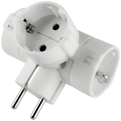 Poly Pool PP2350 Adattatore Con 3 Prese Grandi Standard Tedesco e Spina Schuko 16 A Bianco