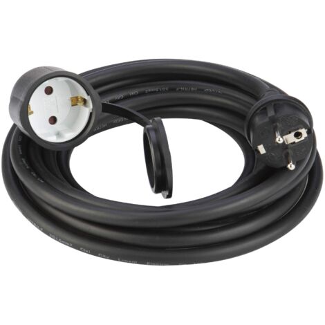 POLY POOL PP2627 Prolunga Elettrica 250V Cavo Elettrico Estensibile 5 Metri Spina Elettrica 16A Salvaspazio Presa Elettrica Schuko 16A in Gomma Antiusura Made in Italy Nera