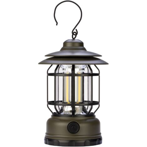 POLY POOL - PP3115 Lampada LED Ricaricabile da Esterno Design Retrò - Luce Campeggio Outdoor Multiuso 300lm Dimmerabile - Lampada Emergenza Portatile con Gancio per Tenda - Lampada LED Made in Italy