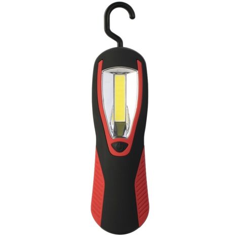 Poly Pool PP3162 Lampada ULTRA LED COB Da Lavoro Multifunzionale Per Uso in Garage Casa Campeggio Con Gancio Girevole A Scomparsa E Magnete Senza Fili a Batteria, Rosso Nero