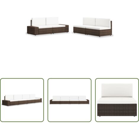 Poly Rattan -  4-tlg. Garten-Lounge-Set Poly Rattan Braun