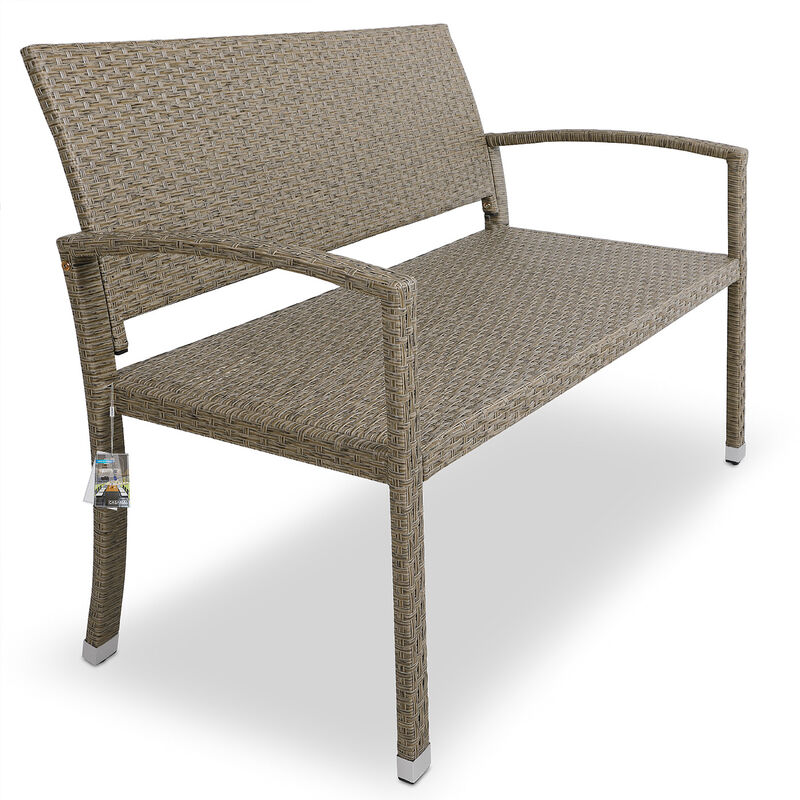 Casaria - Poly Rattan Garden Bench 2 Seater Cream - Beige