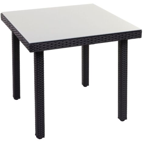 Poly-Rattan Gartentisch Chieti, Esstisch Beistelltisch Tisch mit Glasplatte, 80x80cm schwarz