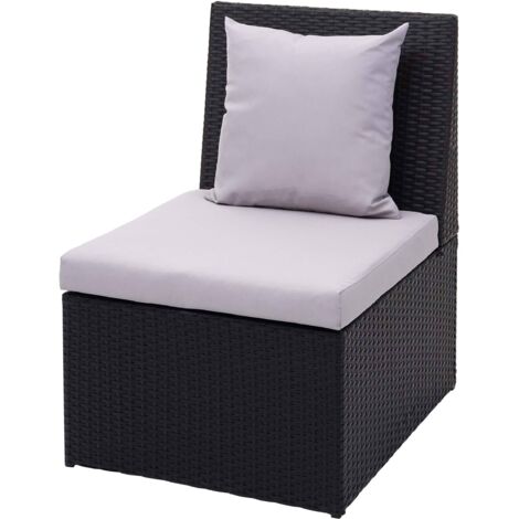 Poly-Rattan Sessel HHG-876, Lounge-Rattanstuhl Gartenstuhl, Gastronomie schwarz, Kissen hellgrau