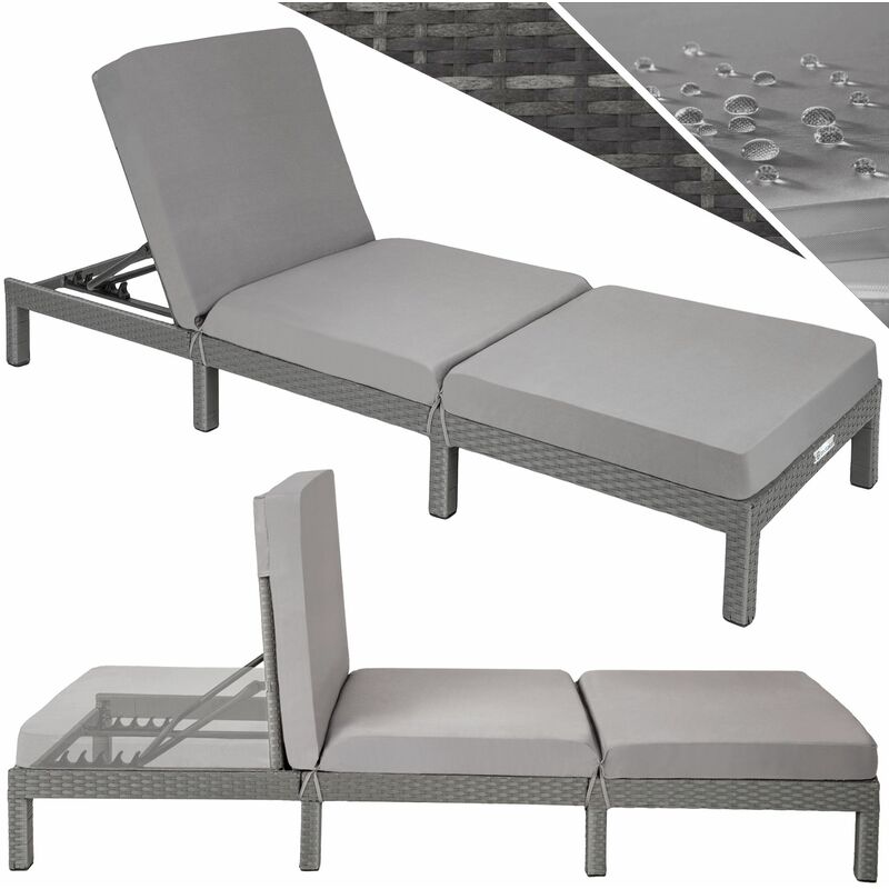 Sun lounger Sofia rattan - reclining sun lounger, garden lounge chair, sun chair - grey