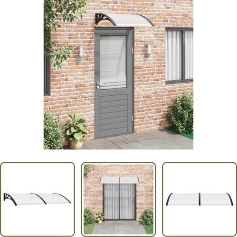 Polycarbonat -  Türvordach Schwarz und Transparent 200x75 cm PC