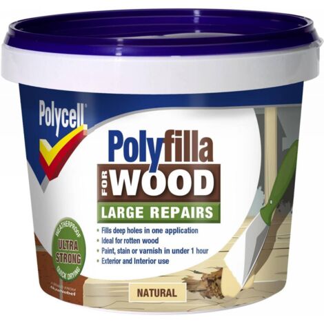 Polycell Polyfilla for Wood Large Repairs - Natural - 2 x 375g