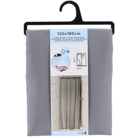 Polyester duschvorhang 120x180 cm 8 ringe pp - grau - Tendance
