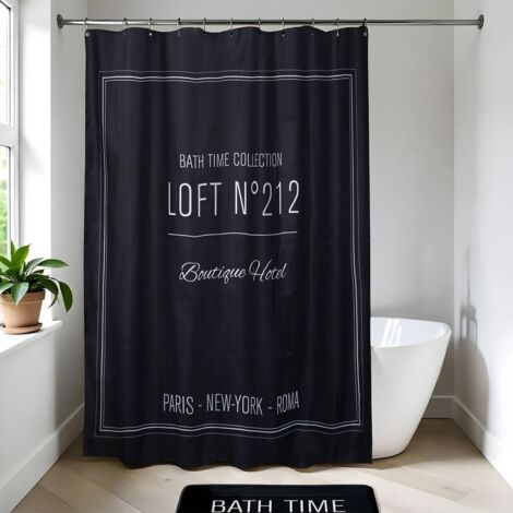 Polyester-duschvorhang 180x200 cm - neo retro schwarz - Tendance