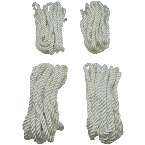 Polyester Fender Rope Tie Lines 3 Strand X4 White (Boat Cord Marine Yacht)