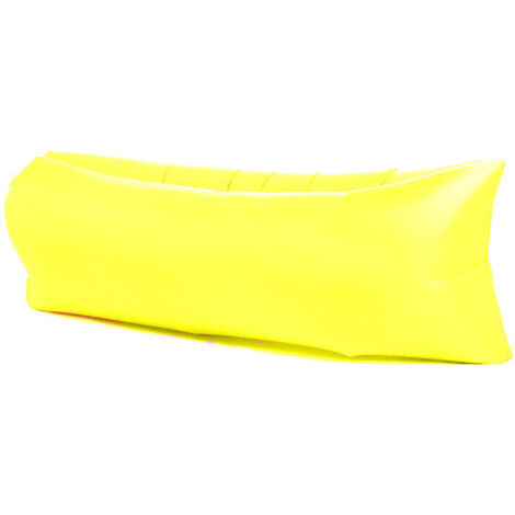 Polyester premium jaune 190T (20070cm) Canapé gonflable d'extérieur, matelas pneumatique, fauteuil inclinable une place, coussin de canapé portable pour le camping et la sieste