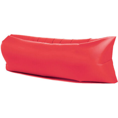 Polyester premium rouge vif 190T (20070cm) Canapé gonflable d'extérieur, matelas pneumatique, fauteuil inclinable une place, coussin de canapé portable pour le camping et la sieste