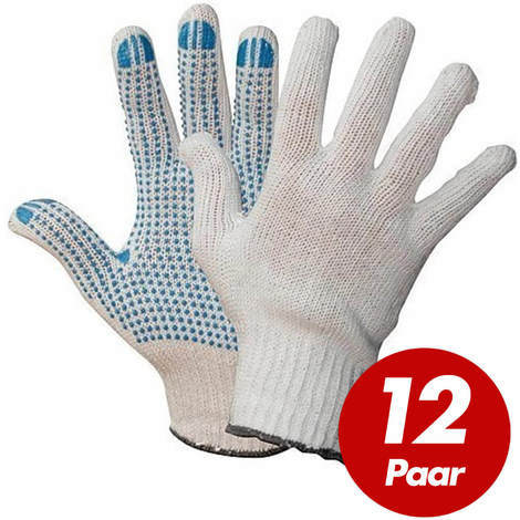 12 Paar Arbeitshandschuhe Baumwolle Montage Handschuhe Noppen Gartenhandschuhe 