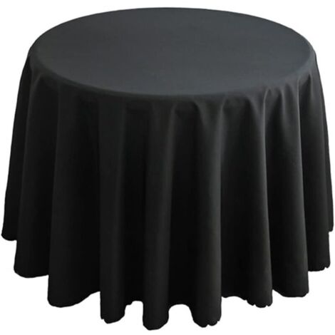 Polyester-Tischdecke, Tischwäsche, Couchtisch, Küchentisch, runde Tischdecke, schlichtes Design, schwarz, Durchmesser 260 cm
